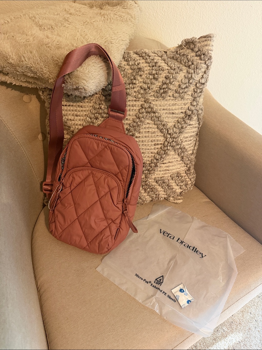 Vera Bradley Quilted Crossbody Sling in Terracotta